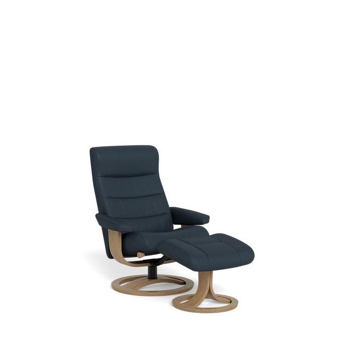 La - Z - Boy Tampa Oak Swivel Recliner + Footstool in Essenza Leather - Paulas Home & Living