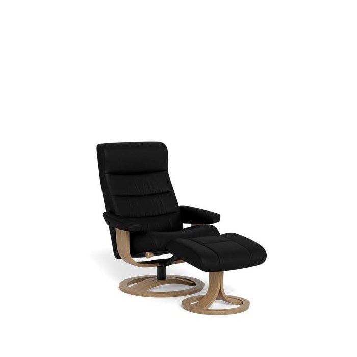 La - Z - Boy Tampa Oak Swivel Recliner + Footstool in Essenza Leather - Paulas Home & Living