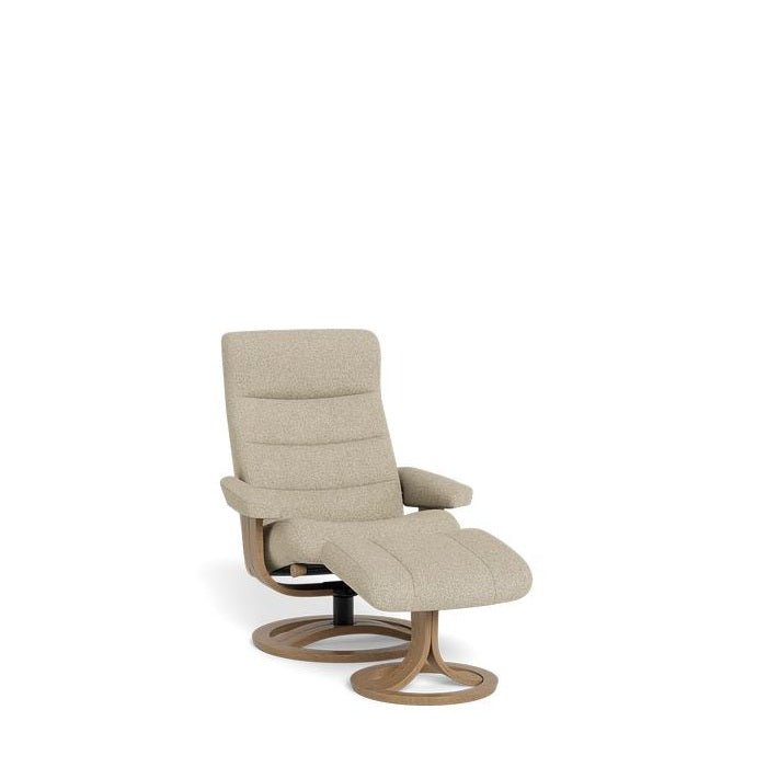 La - Z - Boy Tampa Oak Swivel Recliner + Footstool in Fabric - Paulas Home & Living