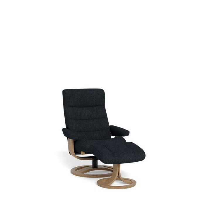 La - Z - Boy Tampa Oak Swivel Recliner + Footstool in Fabric - Paulas Home & Living