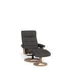 La - Z - Boy Tampa Oak Swivel Recliner + Footstool in Fabric - Paulas Home & Living