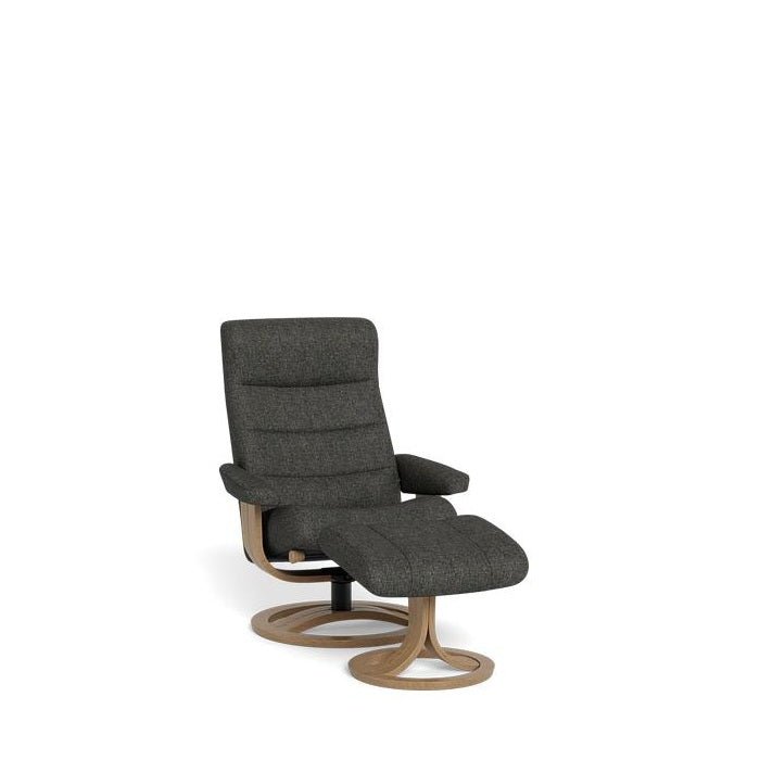La - Z - Boy Tampa Oak Swivel Recliner + Footstool in Fabric - Paulas Home & Living