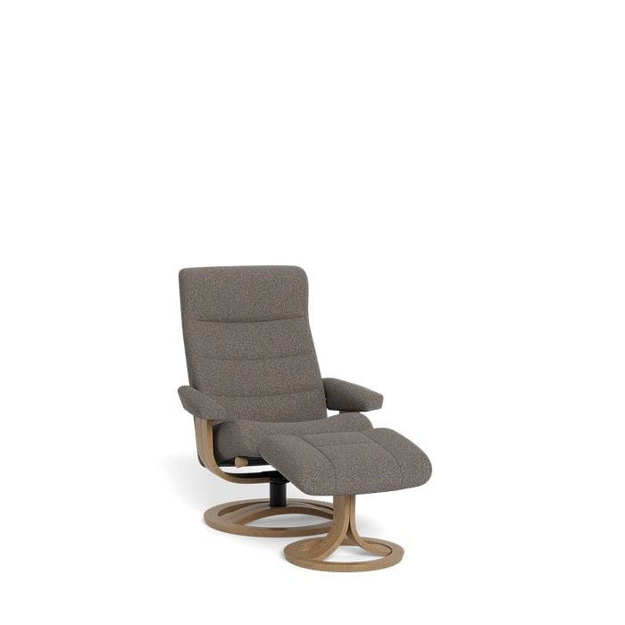 La - Z - Boy Tampa Oak Swivel Recliner + Footstool in Fabric - Paulas Home & Living