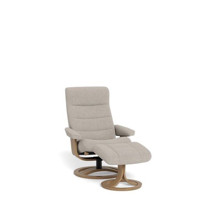 La - Z - Boy Tampa Oak Swivel Recliner + Footstool in Fabric - Paulas Home & Living