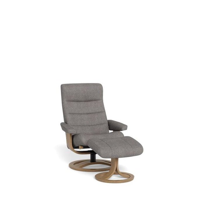 La - Z - Boy Tampa Oak Swivel Recliner + Footstool in Fabric - Paulas Home & Living