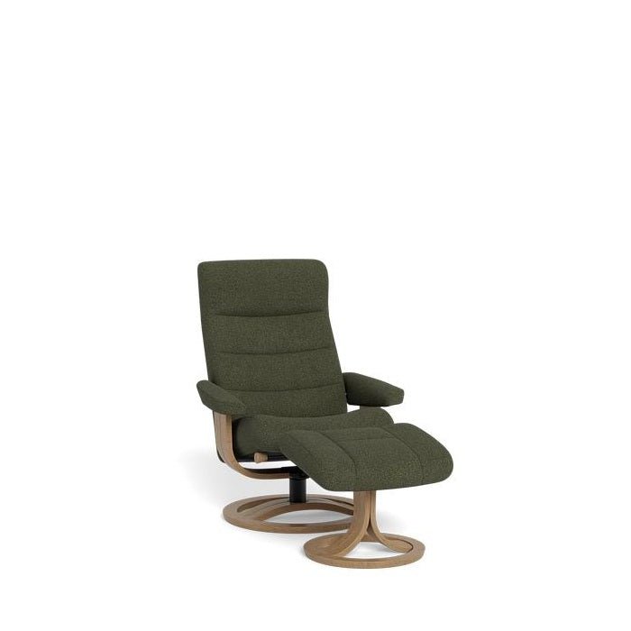 La - Z - Boy Tampa Oak Swivel Recliner + Footstool in Fabric - Paulas Home & Living