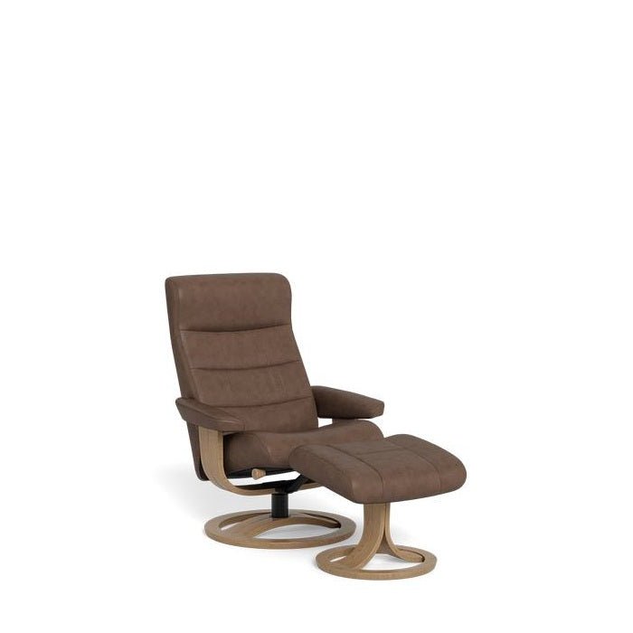 La - Z - Boy Tampa Oak Swivel Recliner + Footstool in Premium Aurora Leather - Paulas Home & Living