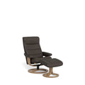 La - Z - Boy Tampa Oak Swivel Recliner + Footstool in Premium Aurora Leather - Paulas Home & Living