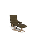 La - Z - Boy Tampa Oak Swivel Recliner + Footstool in Premium Aurora Leather - Paulas Home & Living