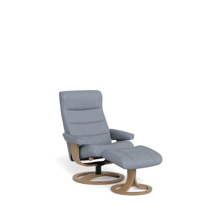 La - Z - Boy Tampa Oak Swivel Recliner + Footstool in Premium Aurora Leather - Paulas Home & Living