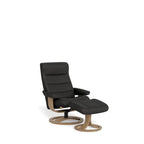 La - Z - Boy Tampa Oak Swivel Recliner + Footstool in Premium Aurora Leather - Paulas Home & Living