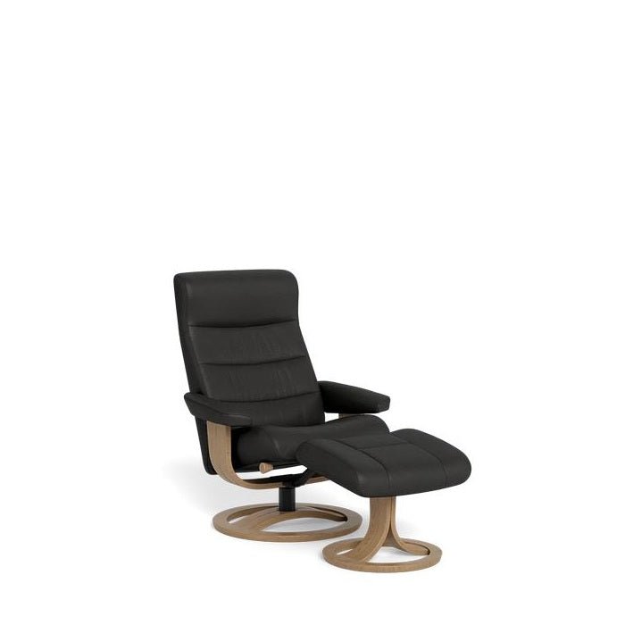 La - Z - Boy Tampa Oak Swivel Recliner + Footstool in Premium Aurora Leather - Paulas Home & Living