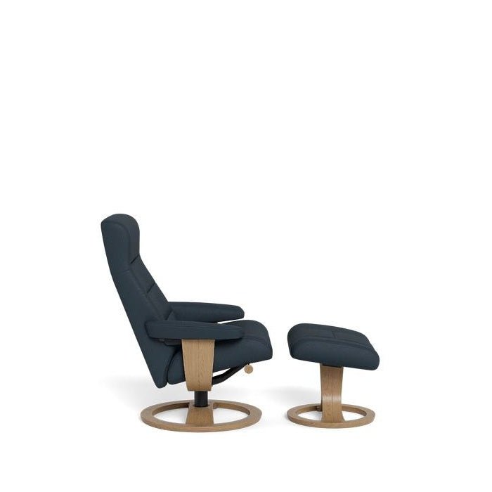 La - Z - Boy Tampa Oak Swivel Recliner + Footstool in Premium Aurora Leather - Paulas Home & Living