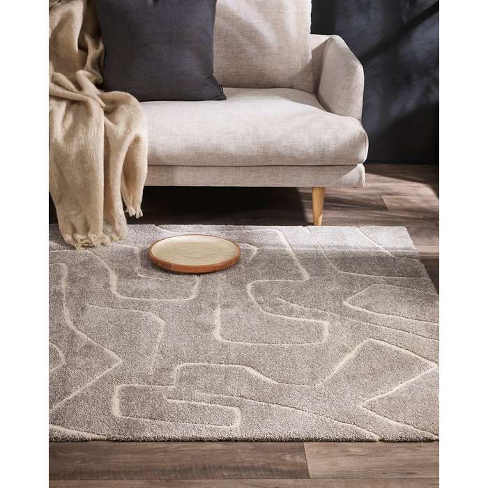 Labyrinth Floor Rug - Silver (Polypropylene) - Paulas Home & Living