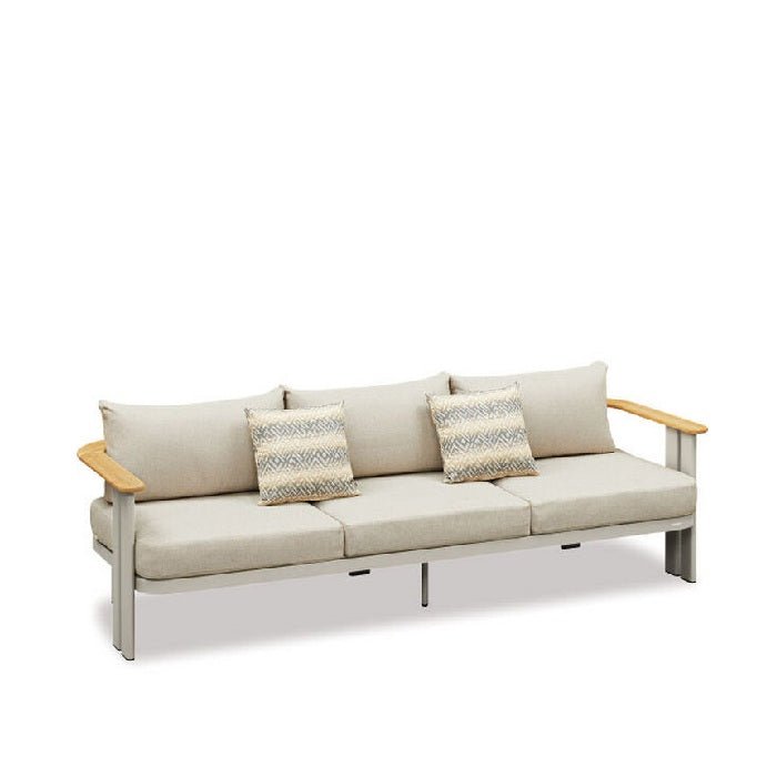 Lamont Outdoor Lounge Suite - 4 Pce (Teak arms) - Paulas Home & Living