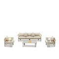 Lamont Outdoor Lounge Suite - 4 Pce (Teak arms) - Paulas Home & Living