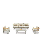 Lamont Outdoor Lounge Suite - 4 Pce (Teak arms) - Paulas Home & Living