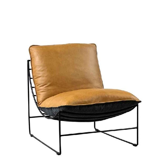 Leonardo Leather Lounge Chair - Cognac - Paulas Home & Living