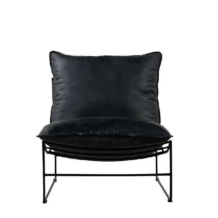 Leonardo Leather Lounge Chair - Graphite Vintage Leather - Paulas Home & Living