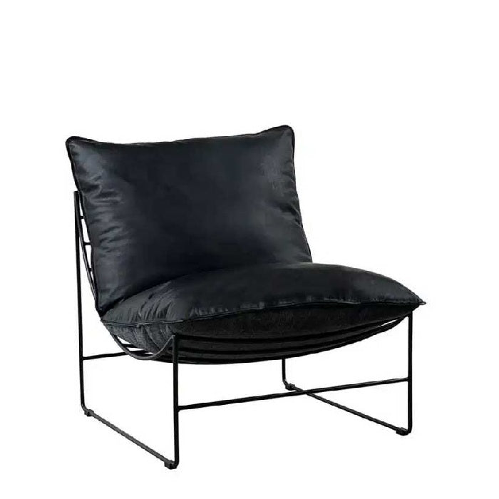 Leonardo Leather Lounge Chair - Graphite Vintage Leather - Paulas Home & Living