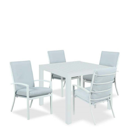 Lilac & Matzo Outdoor Dining Suite 900sq (5 Pce) - White - Paulas Home & Living