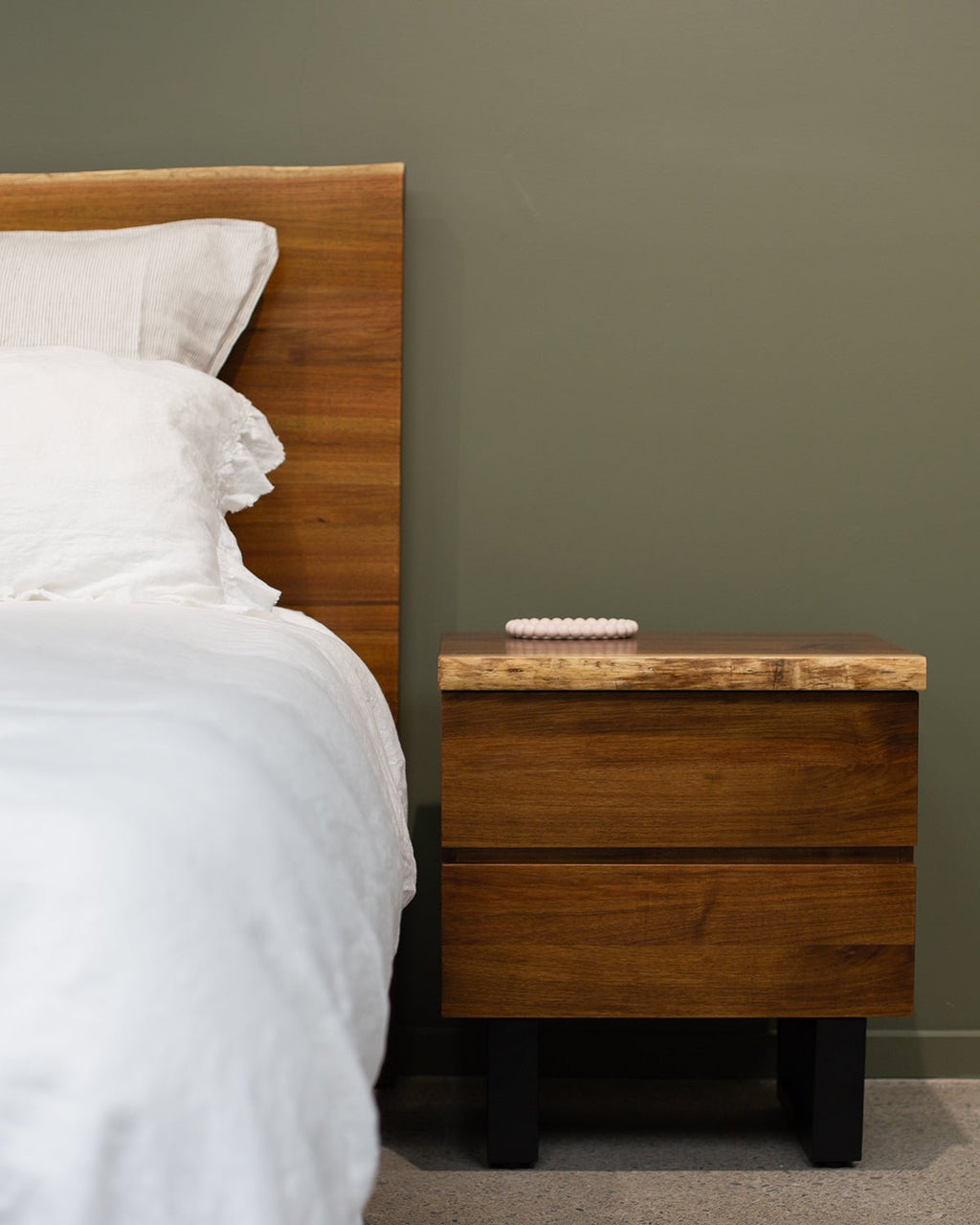 LiveEdge 2 Drawer Bedside - Blackwood veneer - Paulas Home & Living