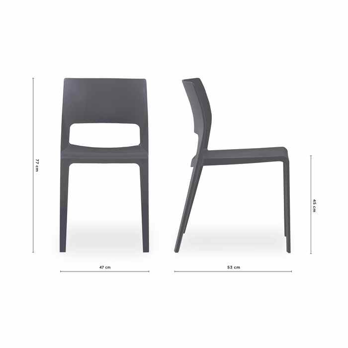 Lyric Outdoor Chair - Charcoal (Stackable) - Paulas Home & Living
