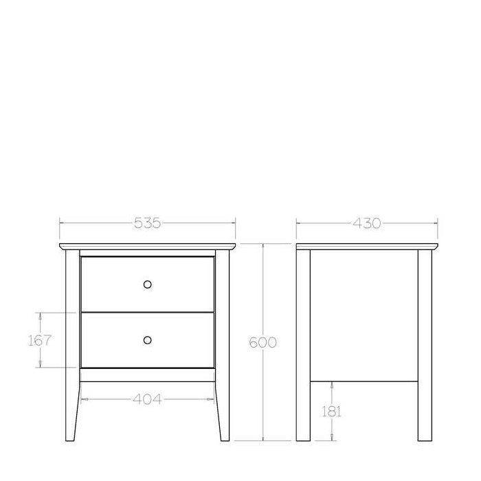 Mabel Bedside 2 Drawer - Paulas Home & Living