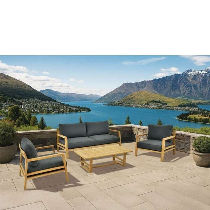 Moana Outdoor Lounge Suite - Teak - 4 piece - Paulas Home & Living