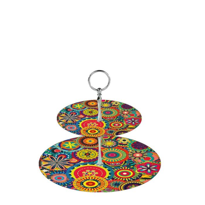 Multi Coloured Cake Stand - Glass - Paulas Home & Living