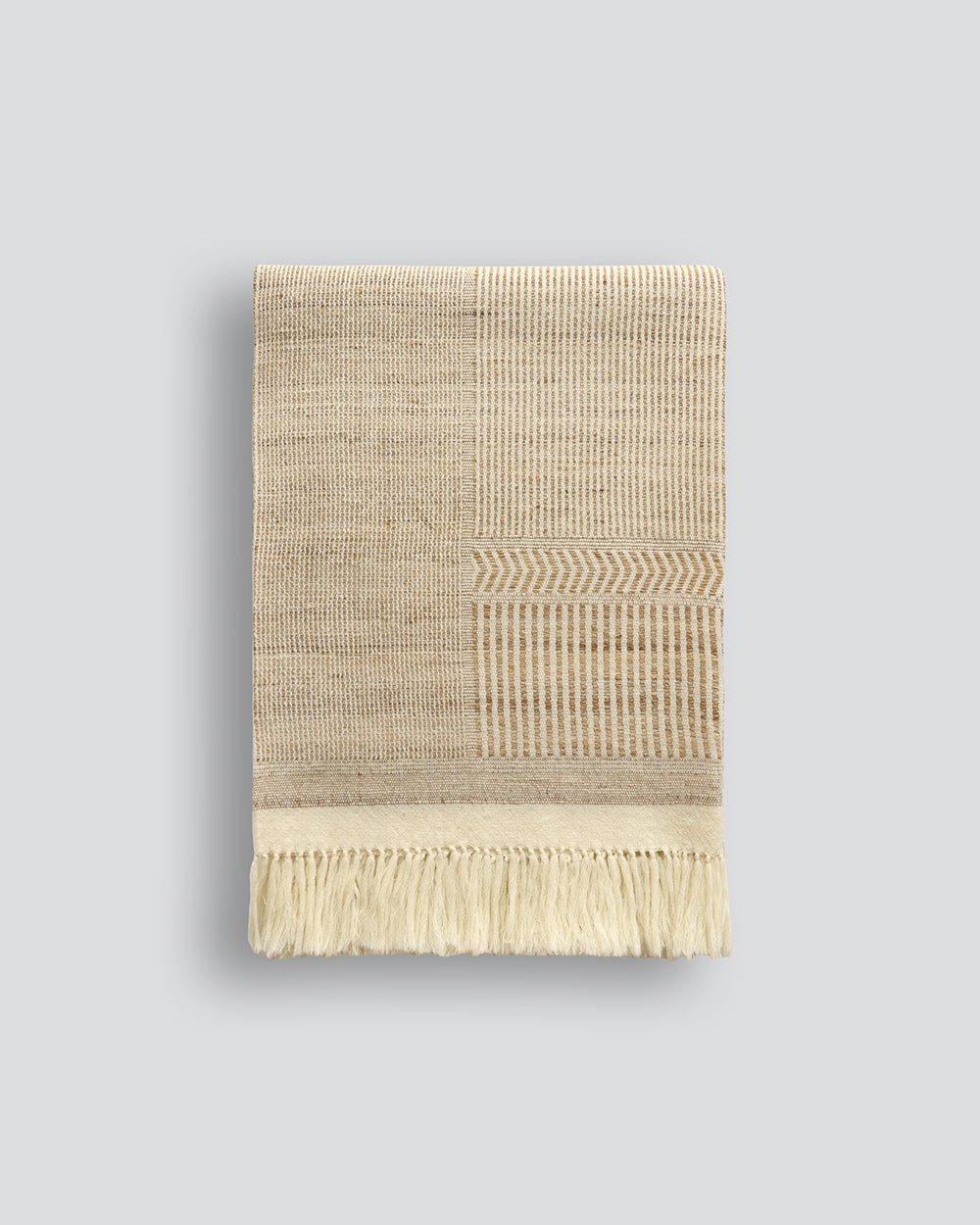 Navajo Straw/Off White Throw - Wool/Silk - Paulas Home & Living