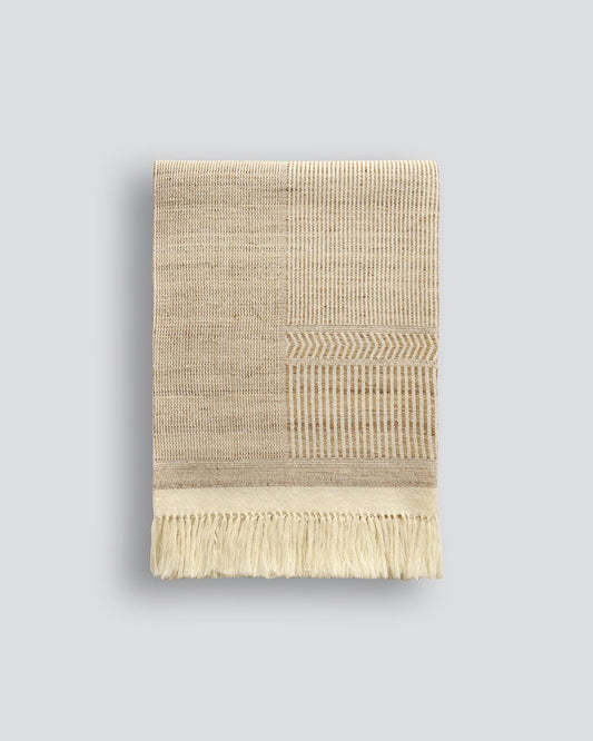 Navajo Straw/Off White Throw - Wool/Silk - Paulas Home & Living