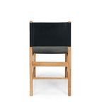 Ned Dining Chair - Black (Teak & Leather) - Paulas Home & Living