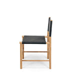Ned Dining Chair - Black (Teak & Leather) - Paulas Home & Living