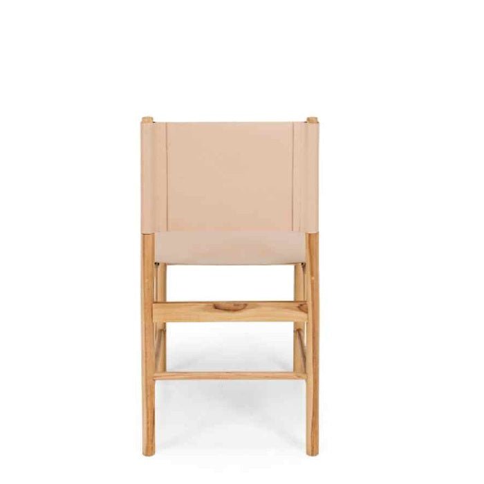 Ned Dining Chair - Plush (Teak & Leather) - Paulas Home & Living