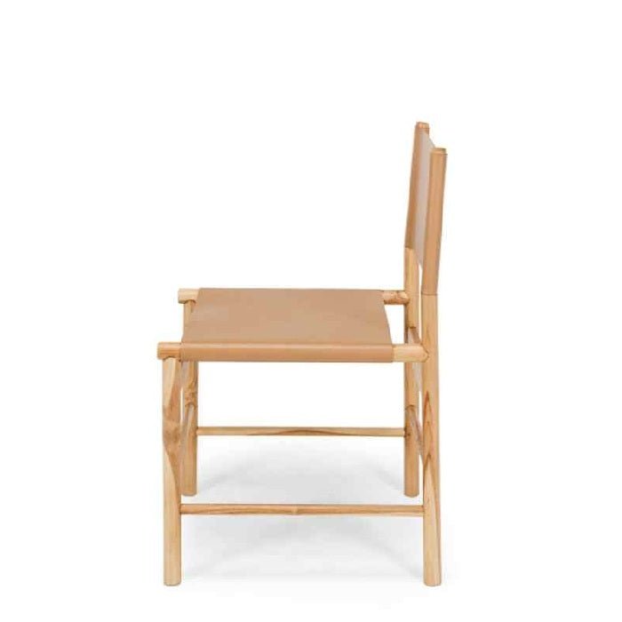 Ned Dining Chair - Saddle (Teak & Leather) - Paulas Home & Living