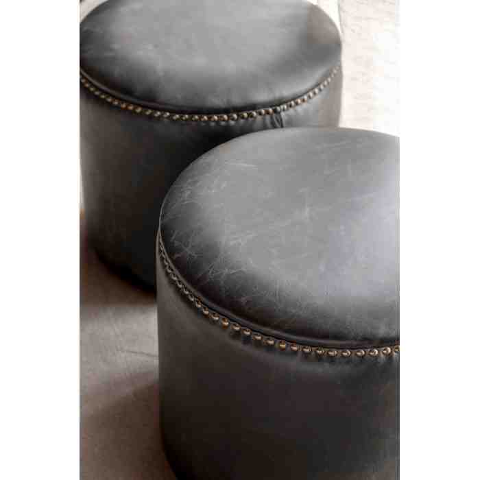 Nice Ottoman - Vintage Black leather - Paulas Home & Living
