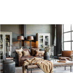 Nice Ottoman - Vintage Black leather - Paulas Home & Living