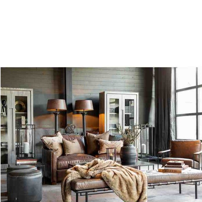 Nice Ottoman - Vintage Black leather - Paulas Home & Living