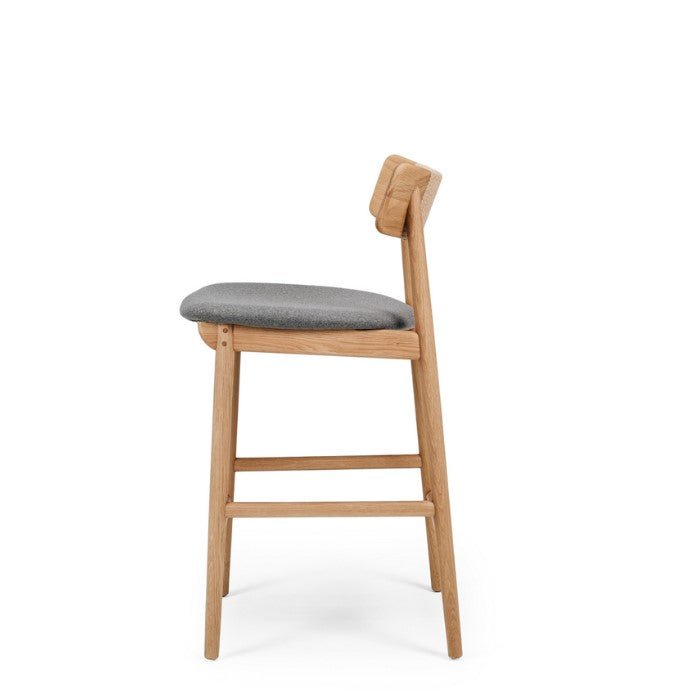 Niles Barstool High Back (Natural Oak) Fabric - Paulas Home & Living