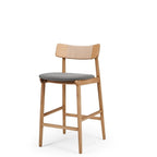 Niles Barstool High Back (Natural Oak) Fabric - Paulas Home & Living