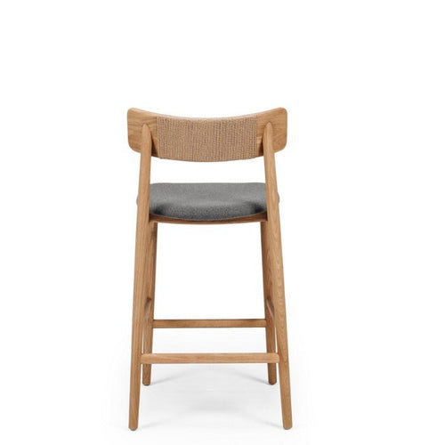 Niles Barstool High Back (Natural Oak) Fabric - Paulas Home & Living