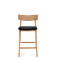 Niles Barstool High Back (Natural Oak) PU - Paulas Home & Living