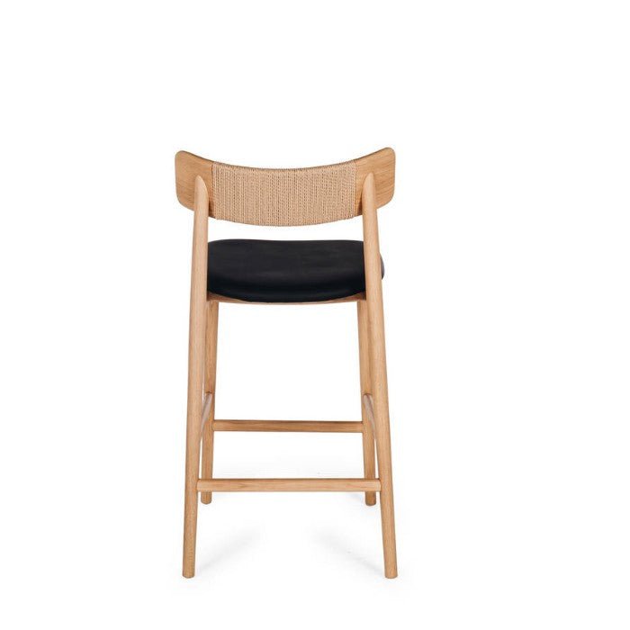 Niles Barstool High Back (Natural Oak) PU - Paulas Home & Living