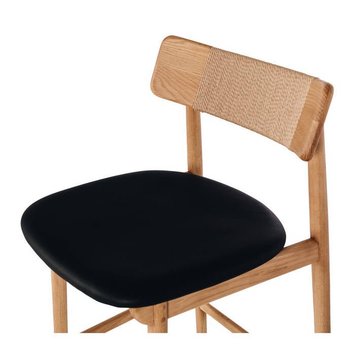 Niles Barstool High Back (Natural Oak) PU - Paulas Home & Living