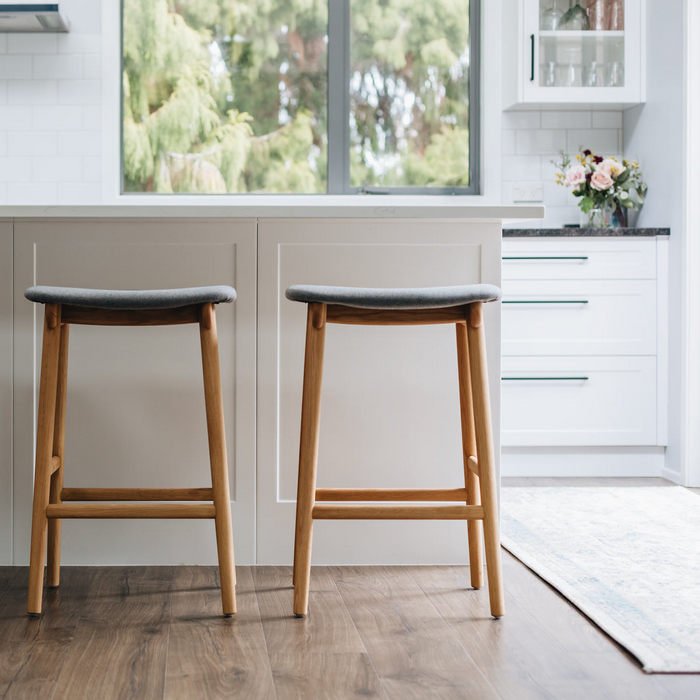 Niles Barstool (Natural Oak) Fabric - Paulas Home & Living