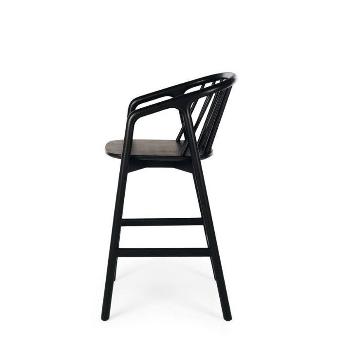 Nord Barstool Black Oak) Black PU Seat - Paulas Home & Living