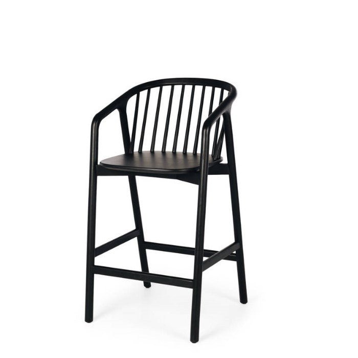 Nord Barstool Black Oak) Black PU Seat - Paulas Home & Living