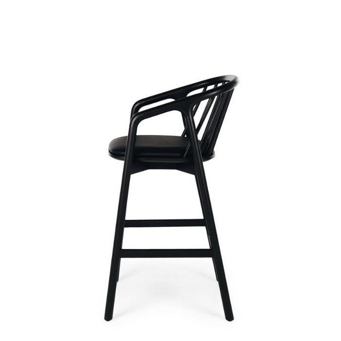 Nord Barstool Black Oak) Black PU Seat - Paulas Home & Living