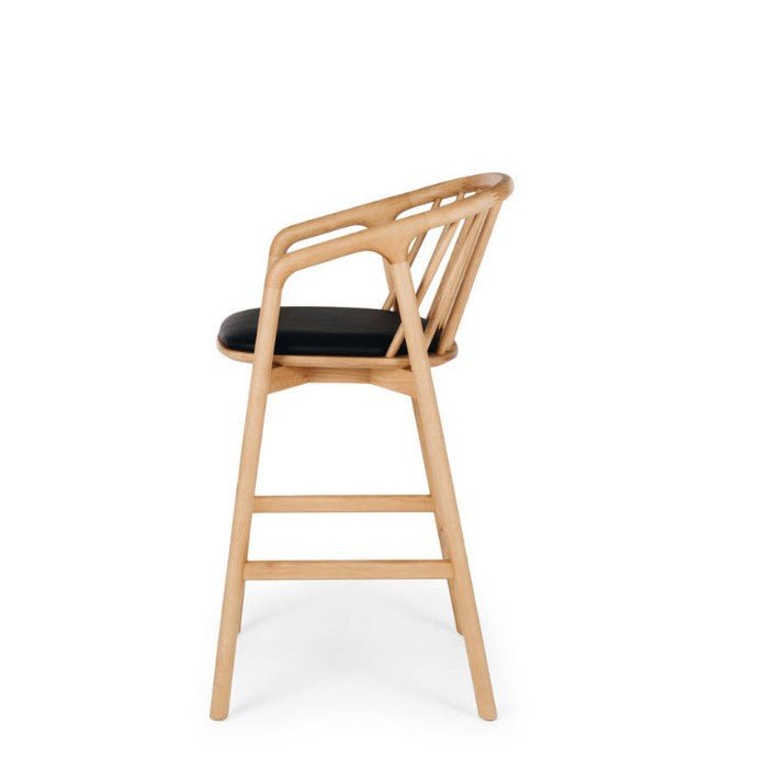 Nord Barstool Natural Oak) Black PU Seat - Paulas Home & Living